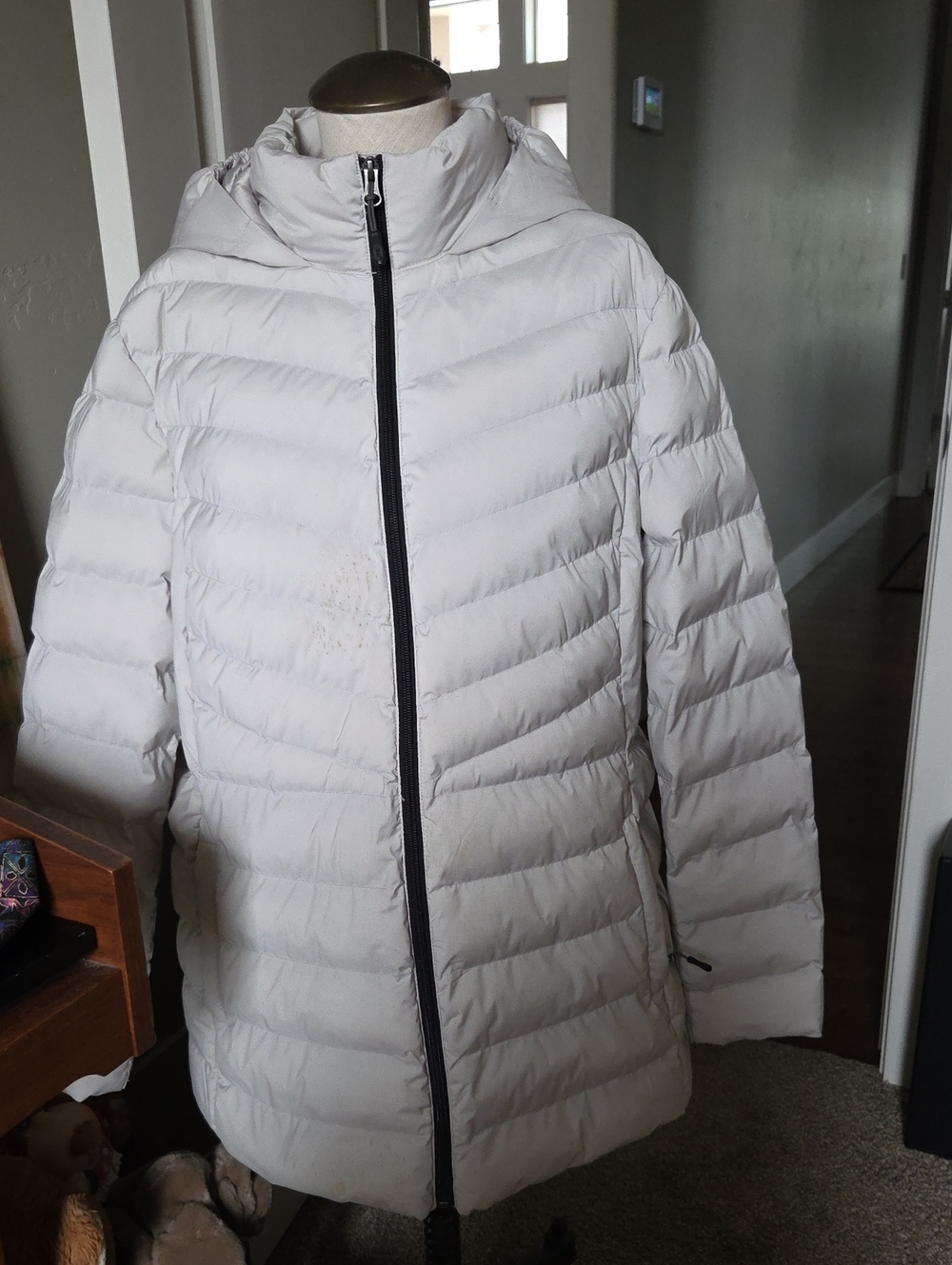 Women's  Hooded 4-Way Stretch Jacket Lightweight White Hooded Puffer Coat XXL
